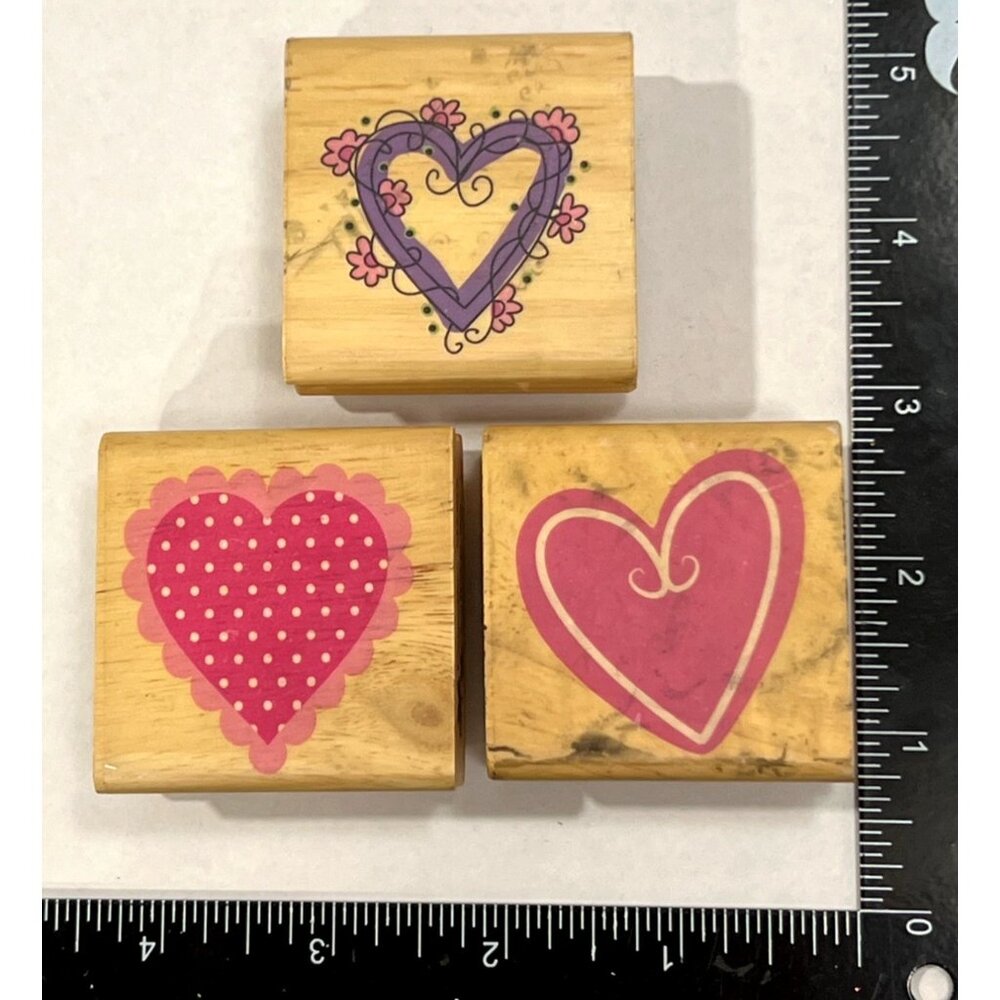 HTF Designs Heart Themed Rubber Stamp Set Of 3 By Canadian Maple Collections